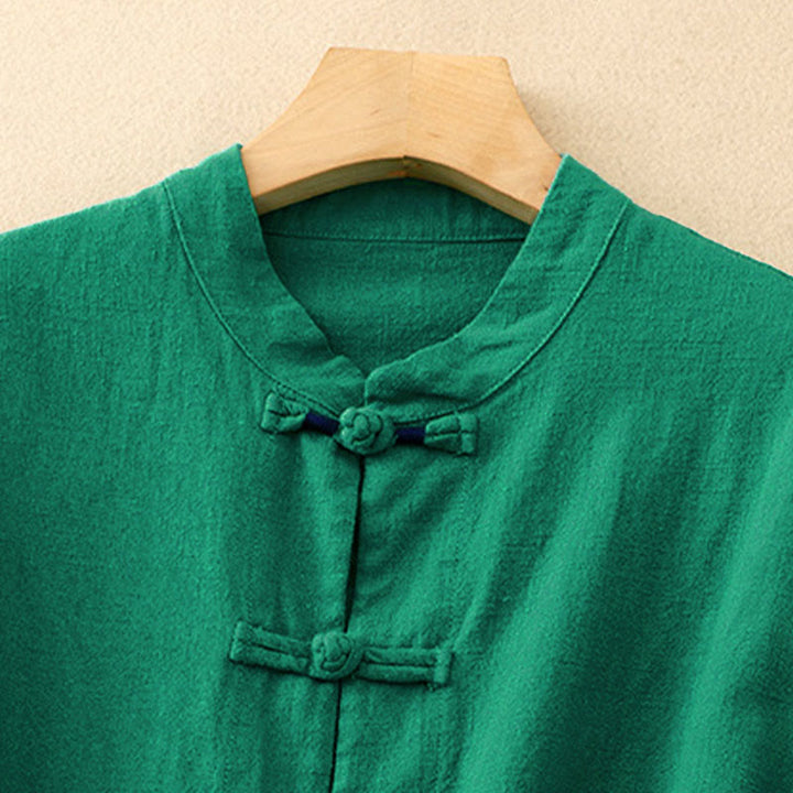 Buddha Stones Bottone di nodo cinese artistico letterario Abbigliamento casual in cotone - image 15