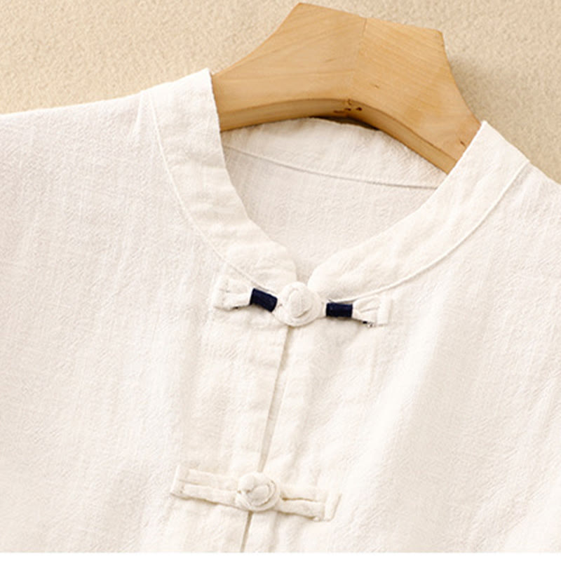 Buddha Stones Bottone di nodo cinese artistico letterario Abbigliamento casual in cotone - image 20