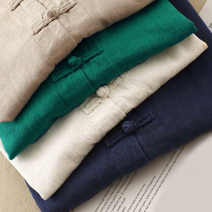 Buddha Stones Bottone di nodo cinese artistico letterario Abbigliamento casual in cotone - image 25