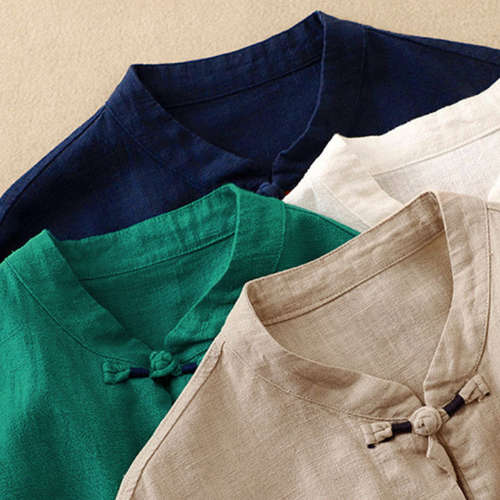 Buddha Stones Bottone di nodo cinese artistico letterario Abbigliamento casual in cotone - image 26