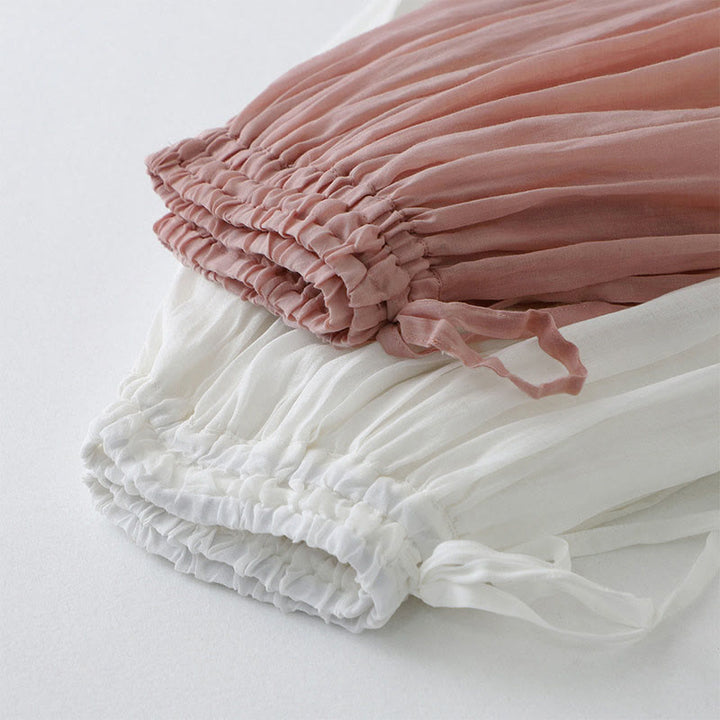 Gonna da donna in cotone con elastico in vita e pizzo tinta unita Buddha Stones - image 17