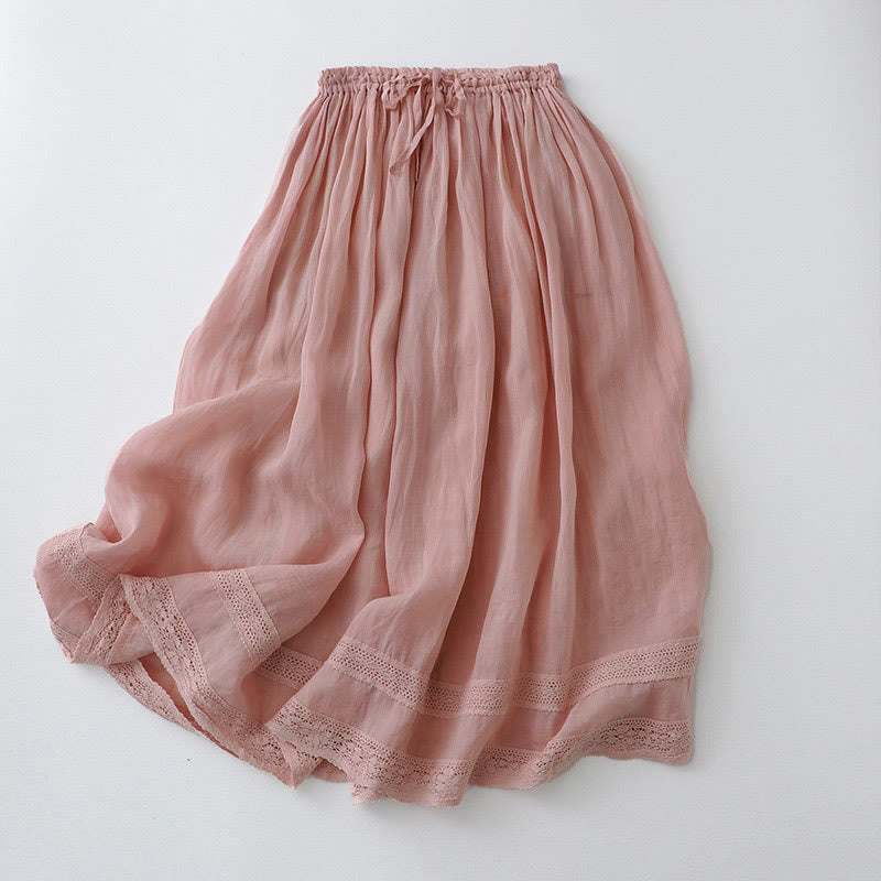 Gonna da donna in cotone con elastico in vita e pizzo tinta unita Buddha Stones - Rosa lavanda - US8-10, UK/AU12-14, EU40-42 (2XL) - image 0