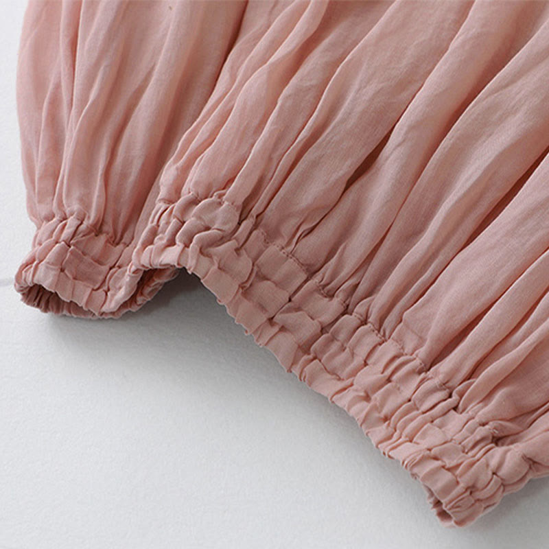 Gonna da donna in cotone con elastico in vita e pizzo tinta unita Buddha Stones - image 8