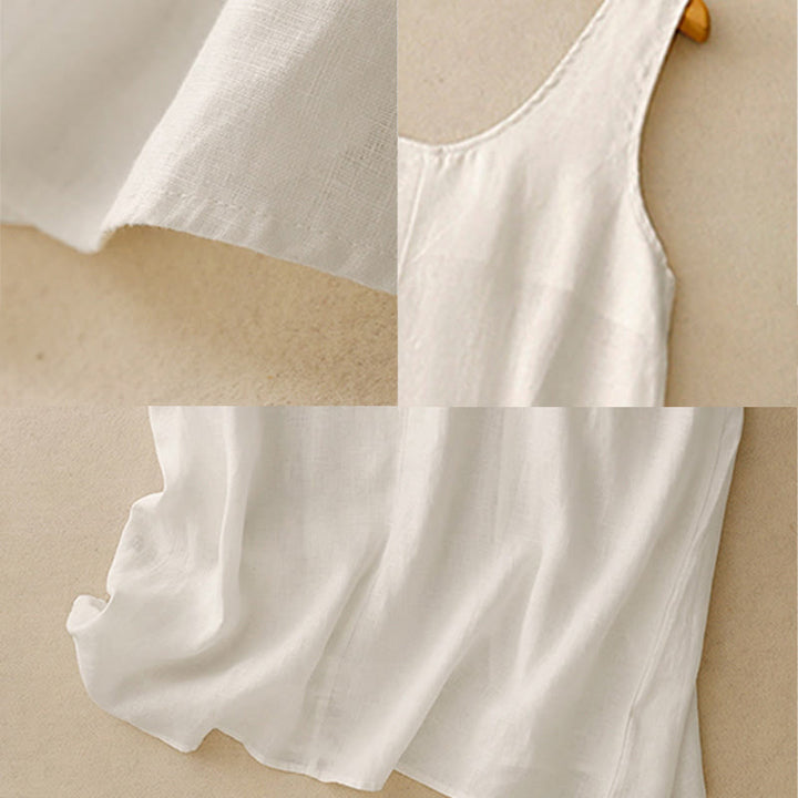 Abito midi senza maniche con scollo rotondo, tinta unita e tasche, perfetto per l'estate e il tempo libero, con stampa Buddha Stones. - image 8