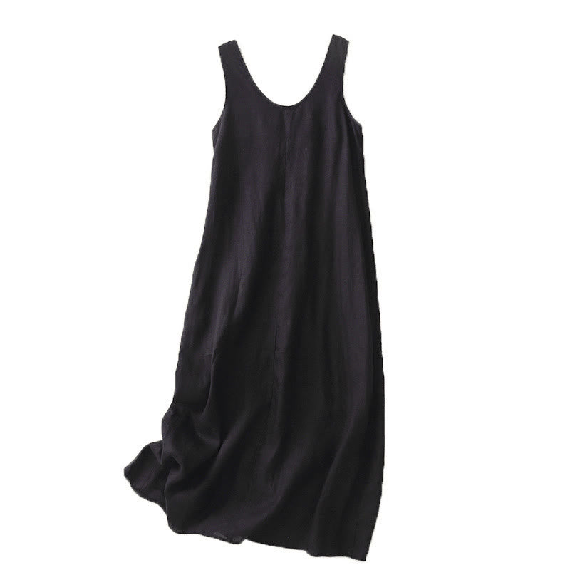 Abito midi senza maniche con scollo rotondo, tinta unita e tasche, perfetto per l'estate e il tempo libero, con stampa Buddha Stones. - image 12