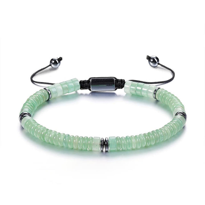 Braccialetto con corda di forza in pietra Buddha Stones, piccolo braccialetto in ossidiana nera, avventurina verde, diaspro grigio e occhio di tigre - Avventurina verde (circonferenza del polso: 15-20 cm) - image 3