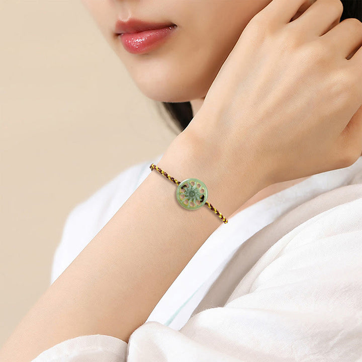 Bracciale dell'abbondanza con corda intrecciata in giada e sole Buddha Stones - image 8