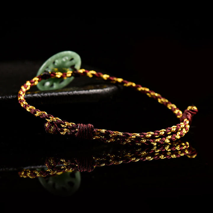 Bracciale dell'abbondanza con corda intrecciata in giada e sole Buddha Stones - image 4