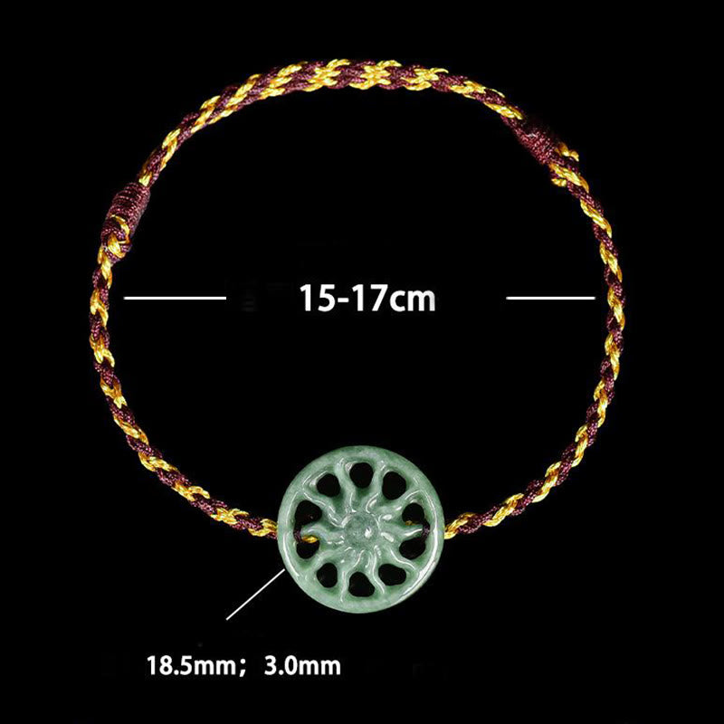 Bracciale dell'abbondanza con corda intrecciata in giada e sole Buddha Stones - image 6