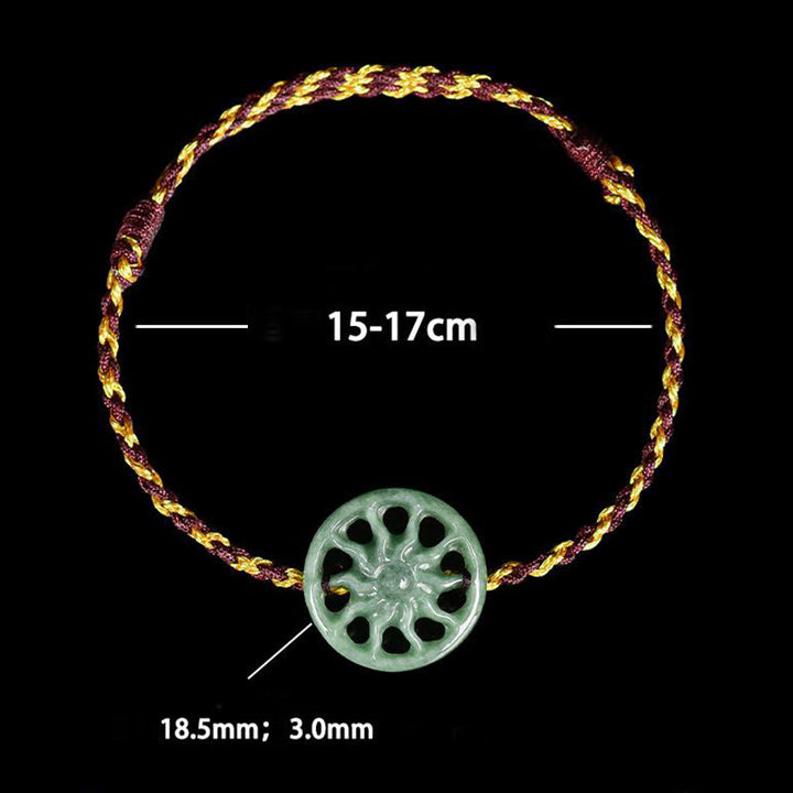 Bracciale dell'abbondanza con corda intrecciata in giada e sole Buddha Stones - image 6