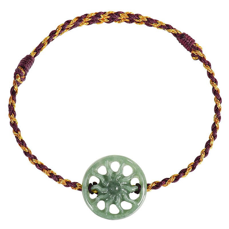 Bracciale dell'abbondanza con corda intrecciata in giada e sole Buddha Stones - image 9
