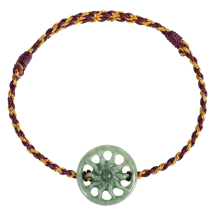 Bracciale dell'abbondanza con corda intrecciata in giada e sole Buddha Stones - image 9