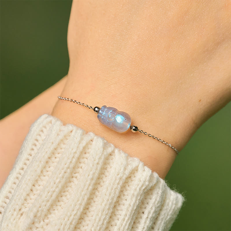 Braccialetto curativo in pietra di luna Pixiu in argento sterling 925 Buddha Stones - image 9