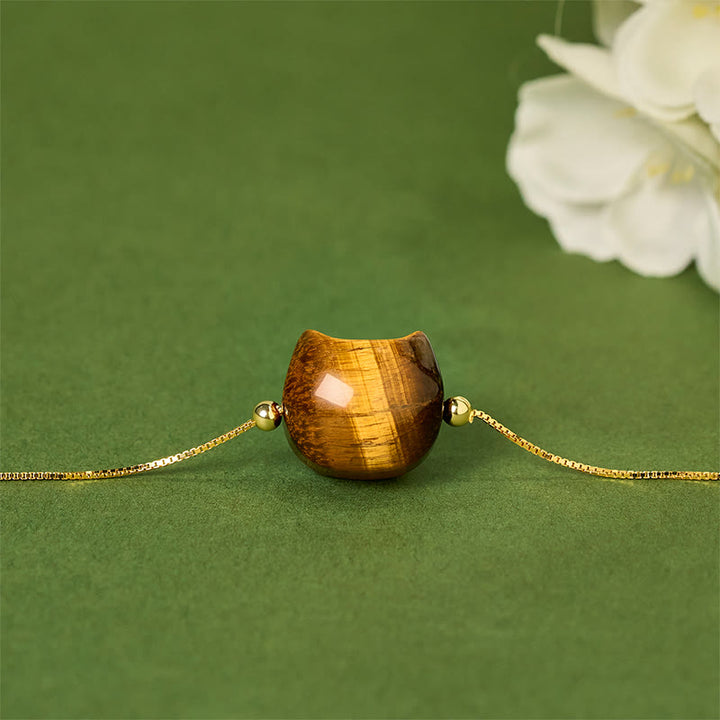 Bracciale di protezione in argento sterling 925 con occhio di tigre e gatto Buddha Stones - image 1