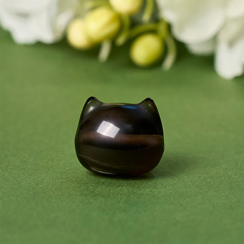 Bracciale Buddha Stones in argento sterling 925 con gatto in ossidiana di ghiaccio naturale e positivo - image 9