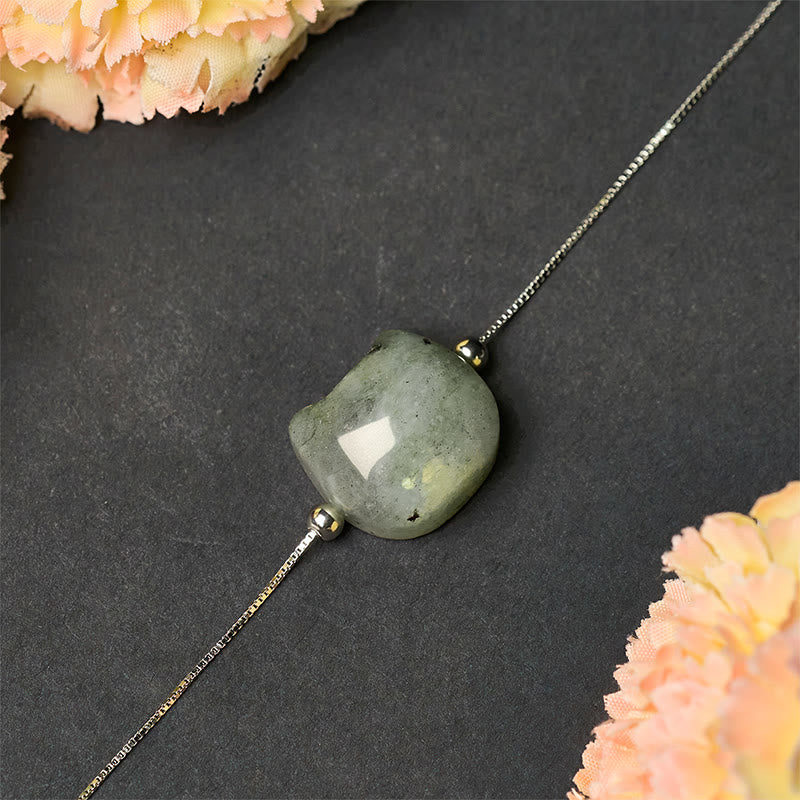Braccialetto curativo in labradorite naturale con testa di gatto senza volto in argento sterling 925 Buddha Stones - image 3