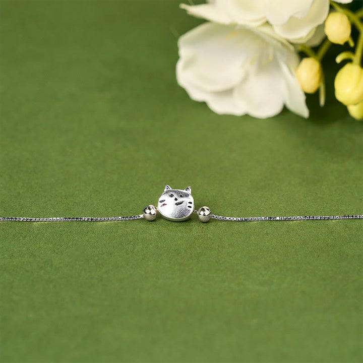 Bracciale a catena con mini gatto in argento sterling 925 Buddha Stones - image 2