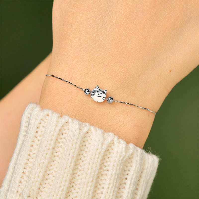Bracciale a catena con mini gatto in argento sterling 925 Buddha Stones - image 4