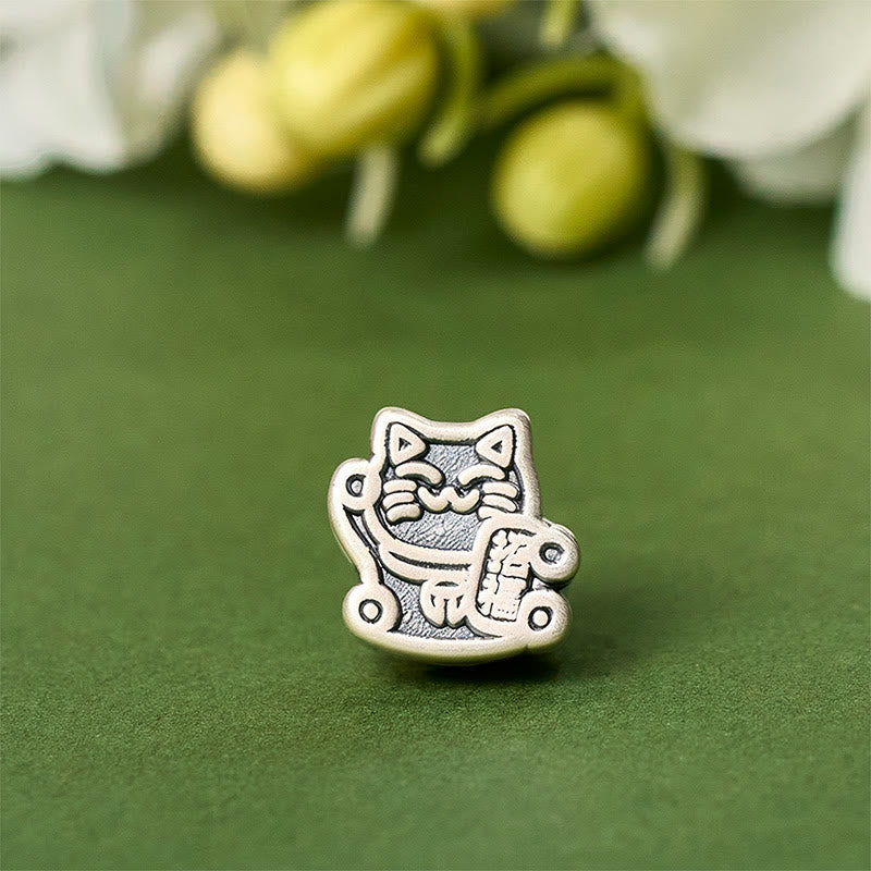 Braccialetto di protezione con catena in argento sterling 925 e gatto della fortuna in argento sterling 999 Buddha Stones - image 7