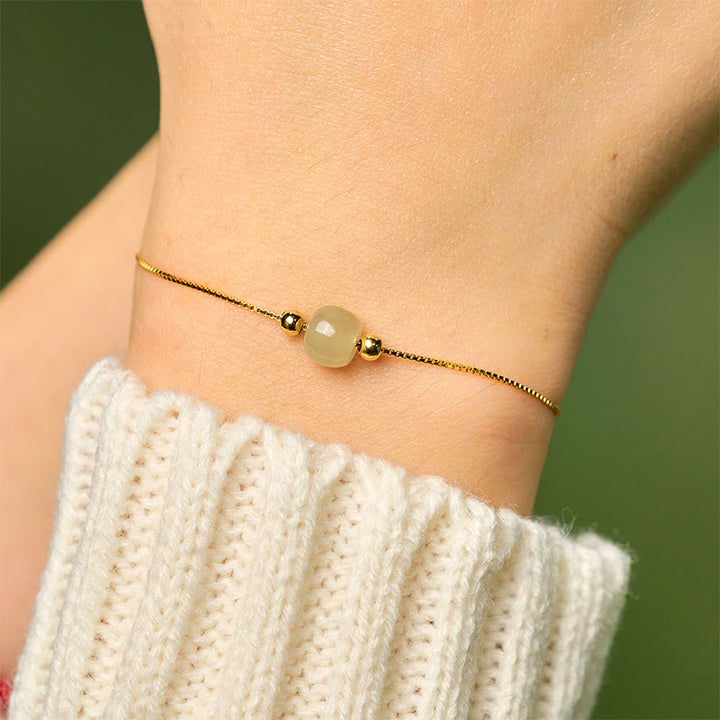 Bracciale a catena con perline di giada naturale in argento sterling 925 Buddha Stones - image 17