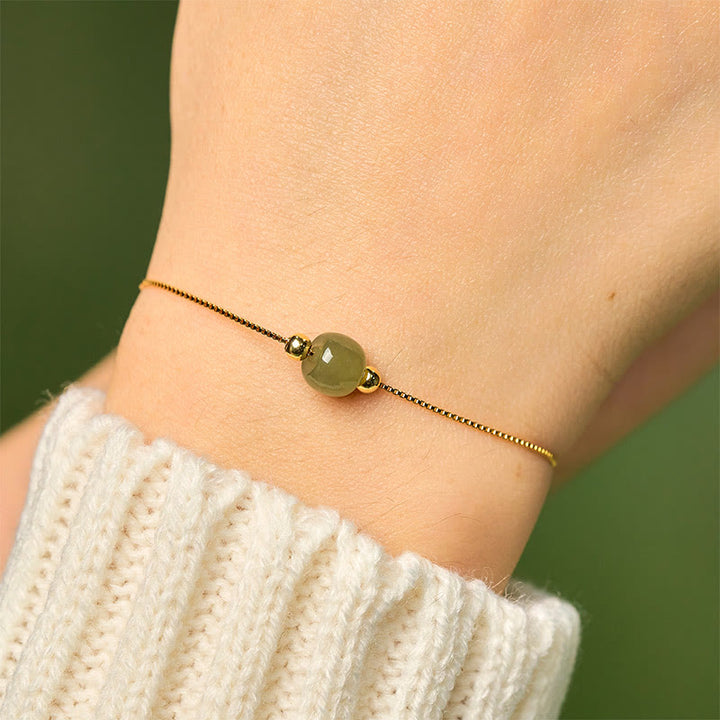 Bracciale a catena con perline di giada naturale in argento sterling 925 Buddha Stones - image 4