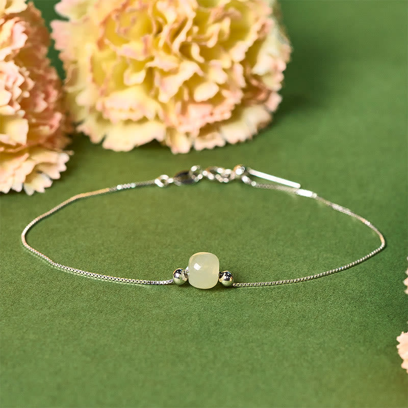 Bracciale a catena con perline di giada naturale in argento sterling 925 Buddha Stones - Giada verde chiaro - Catena in argento sterling 925 - image 19