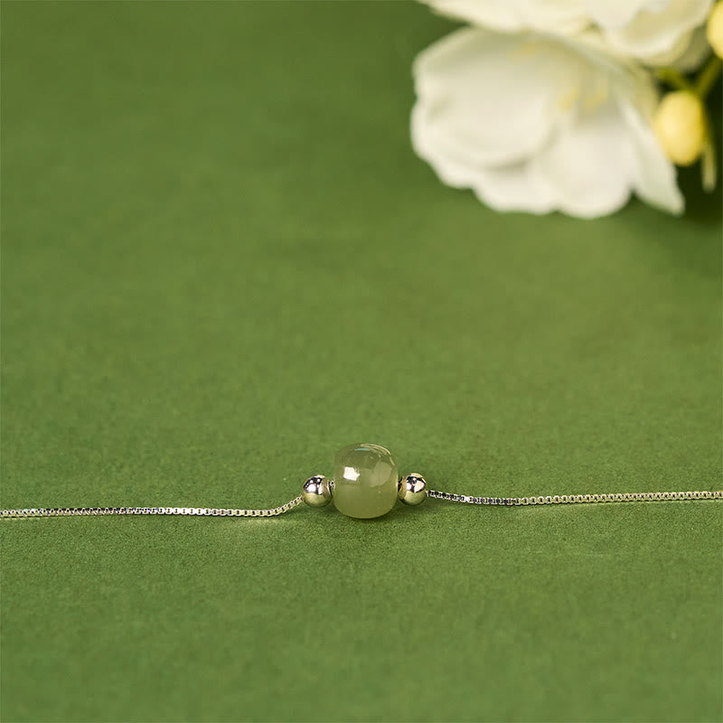 Bracciale a catena con perline di giada naturale in argento sterling 925 Buddha Stones - image 11
