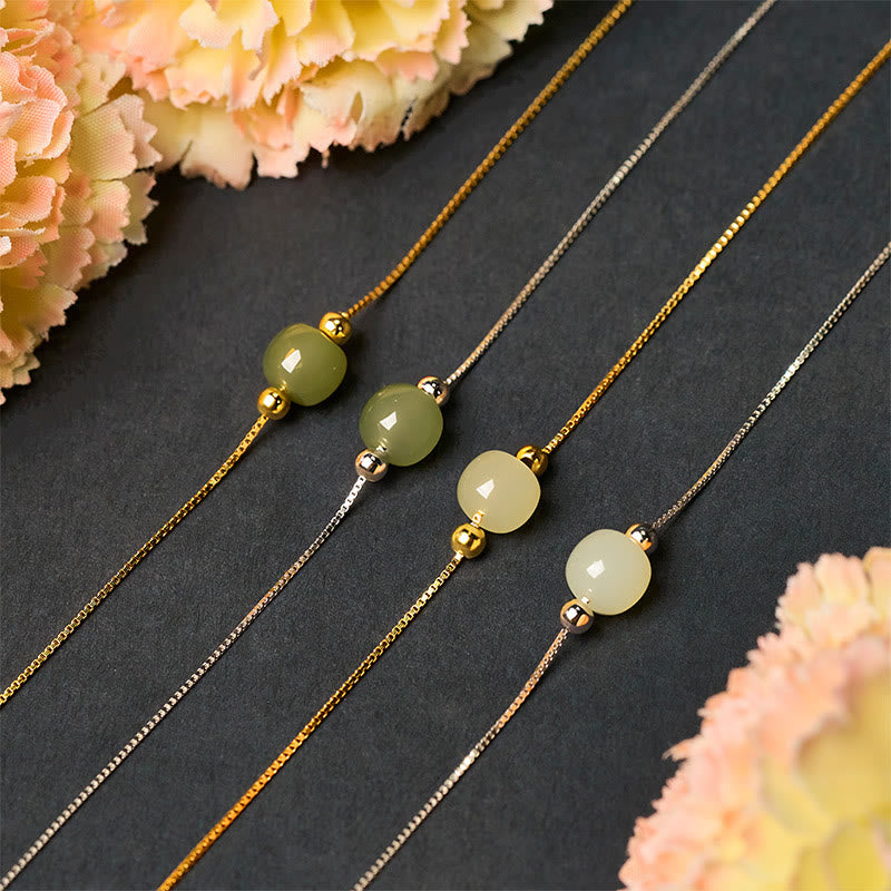 Bracciale a catena con perline di giada naturale in argento sterling 925 Buddha Stones - image 24