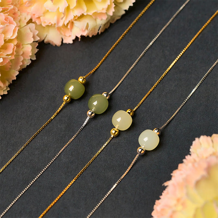 Bracciale a catena con perline di giada naturale in argento sterling 925 Buddha Stones - image 24