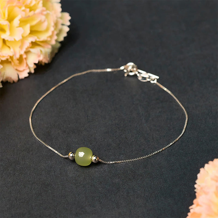 Bracciale a catena con perline di giada naturale in argento sterling 925 Buddha Stones - image 10