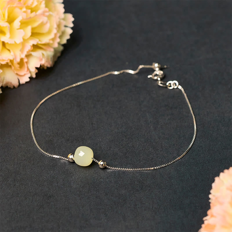 Bracciale a catena con perline di giada naturale in argento sterling 925 Buddha Stones - image 20