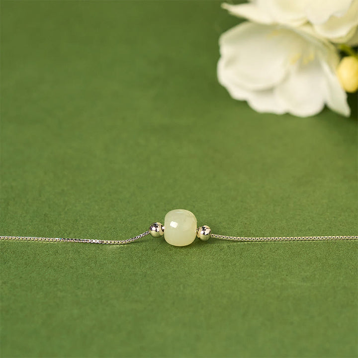 Bracciale a catena con perline di giada naturale in argento sterling 925 Buddha Stones - image 21
