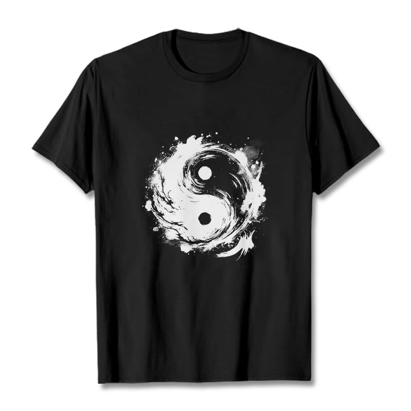 Maglietta con motivo di equilibrio e inchiostro Yin Yang Buddha Stones - Nero - 2XL - image 1