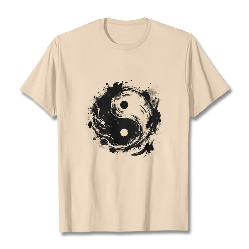 Maglietta con motivo di equilibrio e inchiostro Yin Yang Buddha Stones - Biscotto - 2XL - image 9
