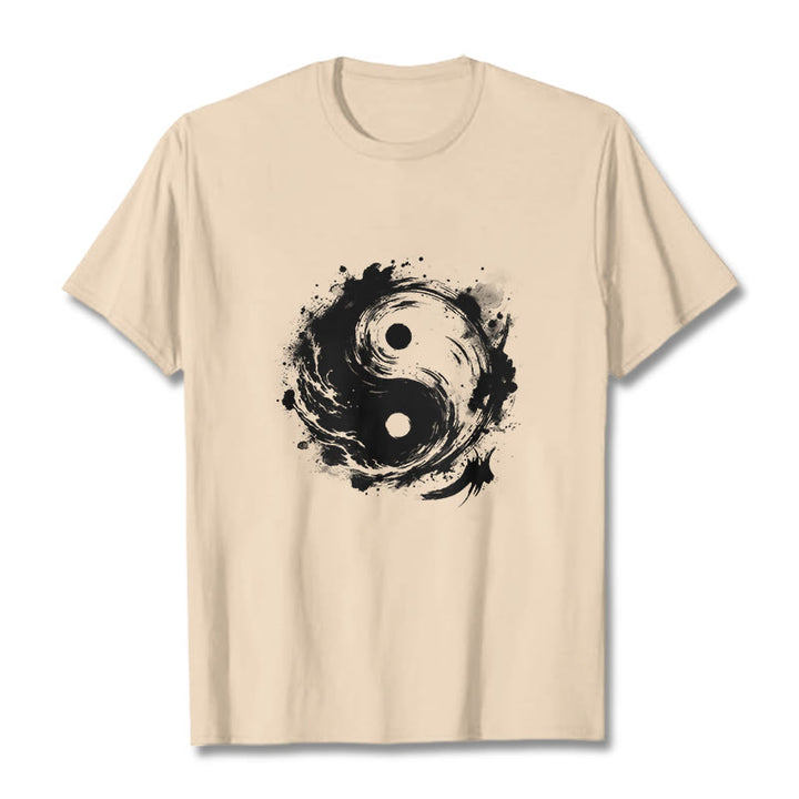 Maglietta con motivo di equilibrio e inchiostro Yin Yang Buddha Stones - Biscotto - 2XL - image 9