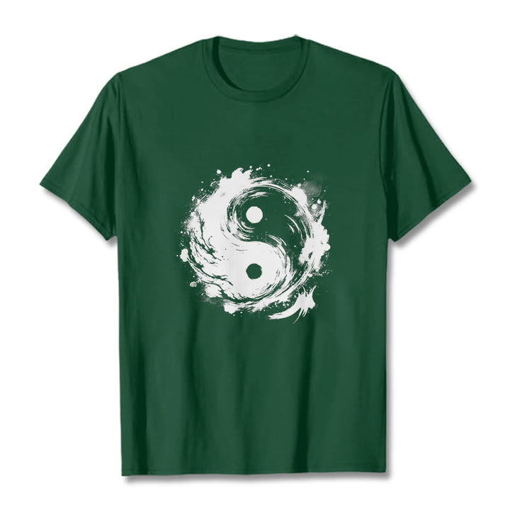 Maglietta con motivo di equilibrio e inchiostro Yin Yang Buddha Stones - Verde foresta - 2XL - image 11
