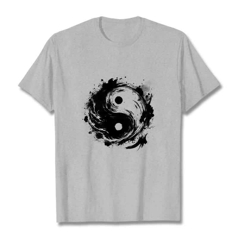 Maglietta con motivo di equilibrio e inchiostro Yin Yang Buddha Stones - Grigio chiaro - 2XL - image 20