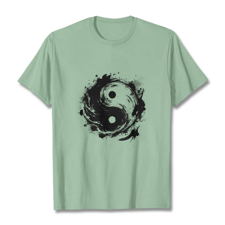 Maglietta con motivo di equilibrio e inchiostro Yin Yang Buddha Stones - Verde pallido - 2XL - image 15