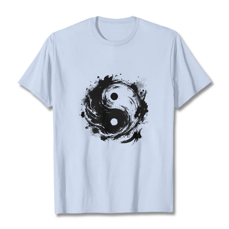 Maglietta con motivo di equilibrio e inchiostro Yin Yang Buddha Stones - Ciano chiaro - 2XL - image 19