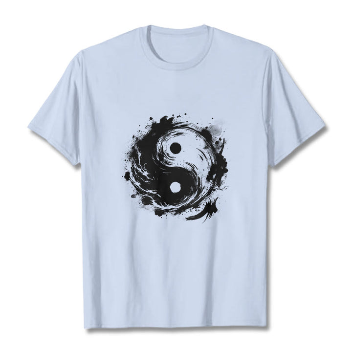 Maglietta con motivo di equilibrio e inchiostro Yin Yang Buddha Stones - Ciano chiaro - 2XL - image 19