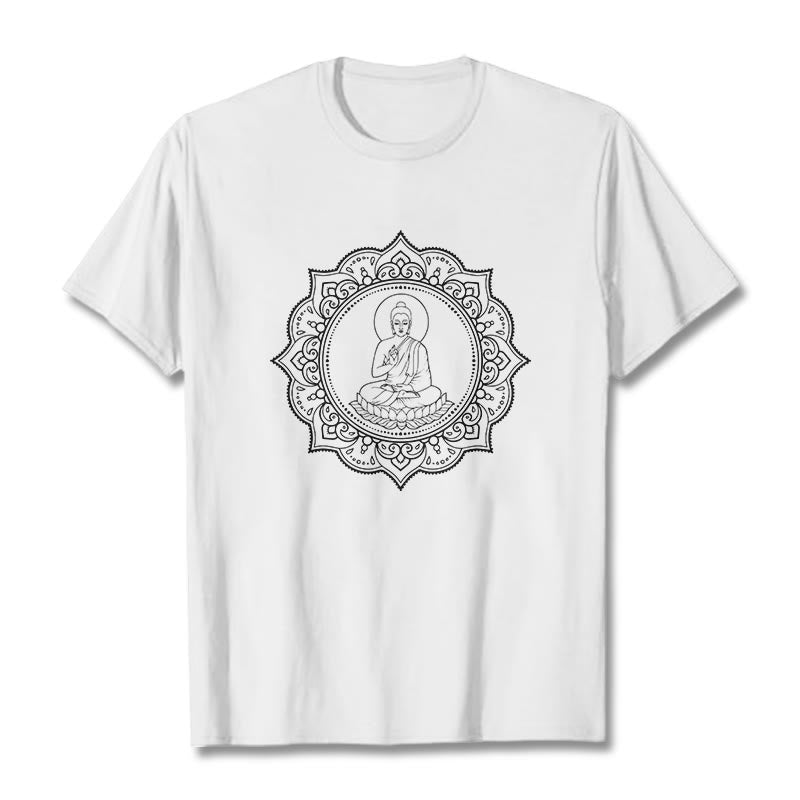 Maglietta con motivo Buddha Stones Buddha in meditazione nella posizione del loto - Bianco - 2XL - image 8