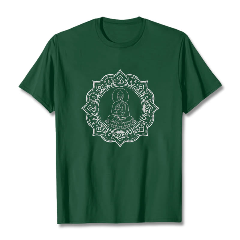 Maglietta con motivo Buddha Stones Buddha in meditazione nella posizione del loto - Verde foresta - 2XL - image 1