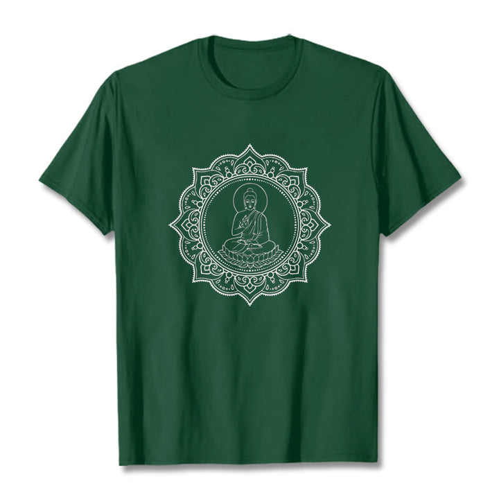 Maglietta con motivo Buddha Stones Buddha in meditazione nella posizione del loto - Verde foresta - 2XL - image 1