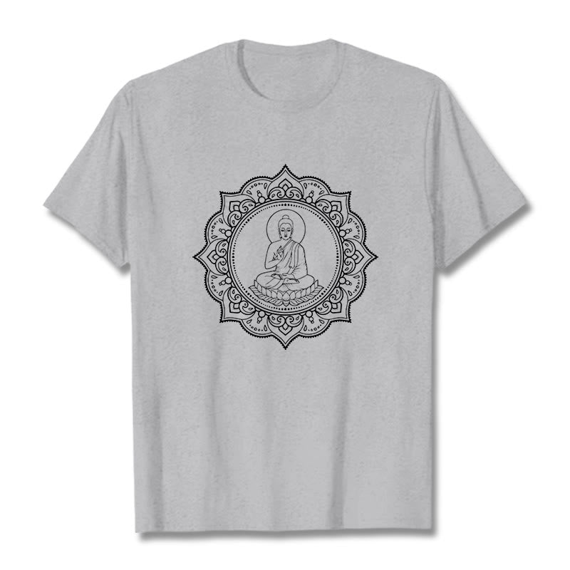 Maglietta con motivo Buddha Stones Buddha in meditazione nella posizione del loto - Grigio chiaro - 2XL - image 20