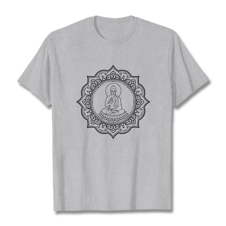 Maglietta con motivo Buddha Stones Buddha in meditazione nella posizione del loto - Grigio chiaro - 2XL - image 20