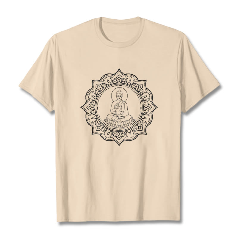Maglietta con motivo Buddha Stones Buddha in meditazione nella posizione del loto - Biscotto - 2XL - image 11
