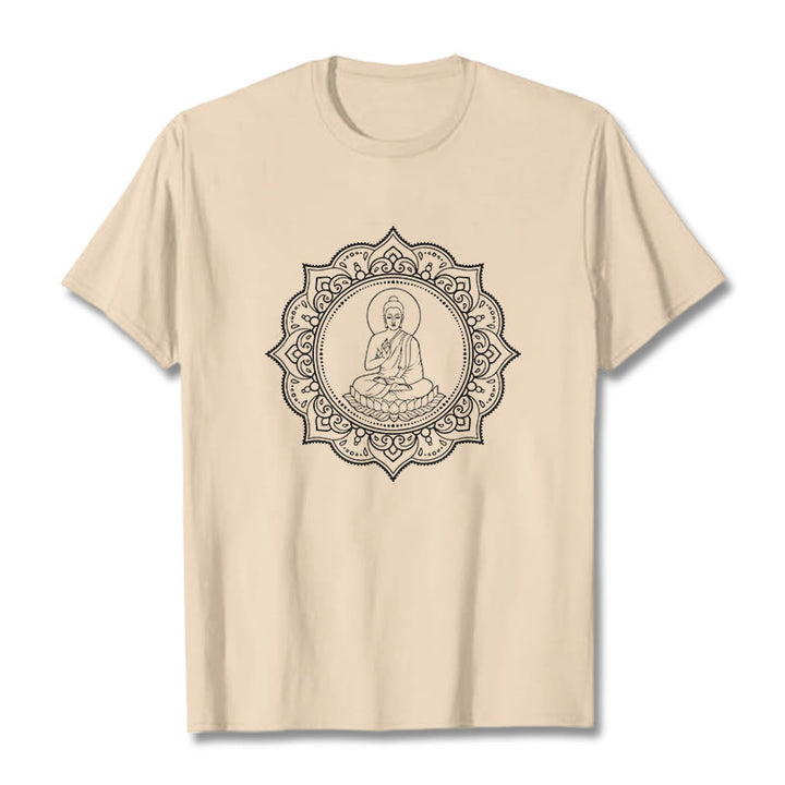 Maglietta con motivo Buddha Stones Buddha in meditazione nella posizione del loto - Biscotto - 2XL - image 11