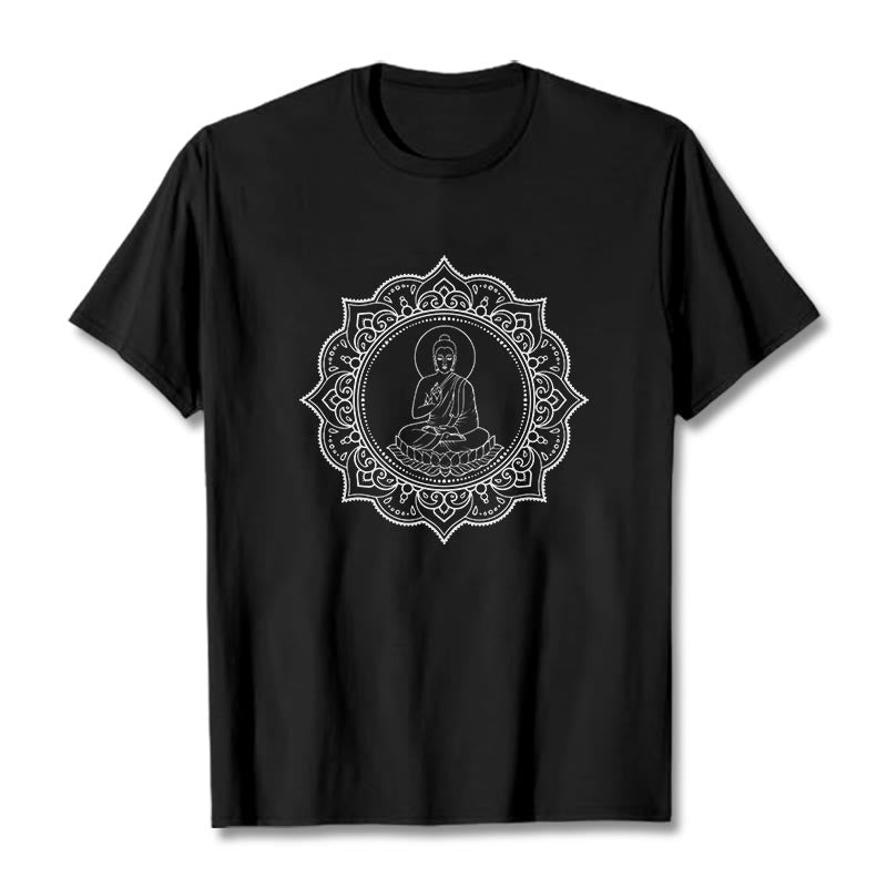 Maglietta con motivo Buddha Stones Buddha in meditazione nella posizione del loto - Nero - 2XL - image 4