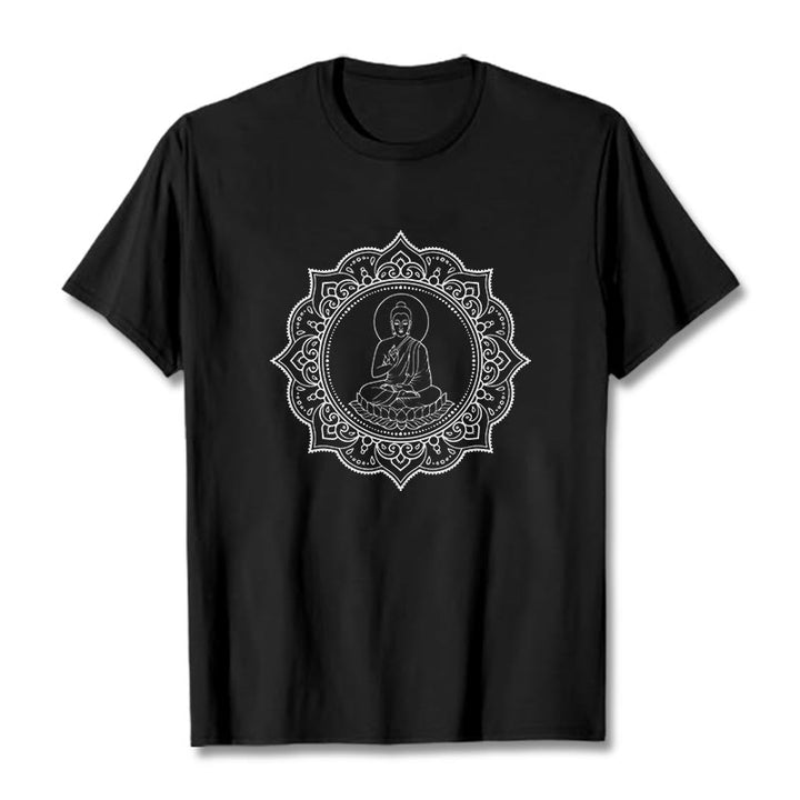 Maglietta con motivo Buddha Stones Buddha in meditazione nella posizione del loto - Nero - 2XL - image 4