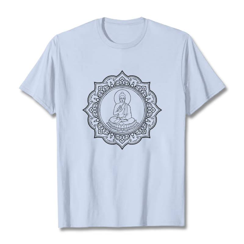 Maglietta con motivo Buddha Stones Buddha in meditazione nella posizione del loto - Ciano chiaro - 2XL - image 19